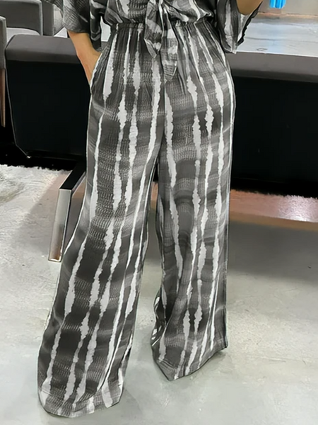 V-neck lace-up print loose jumpsuit
HW5C6QMUBY
