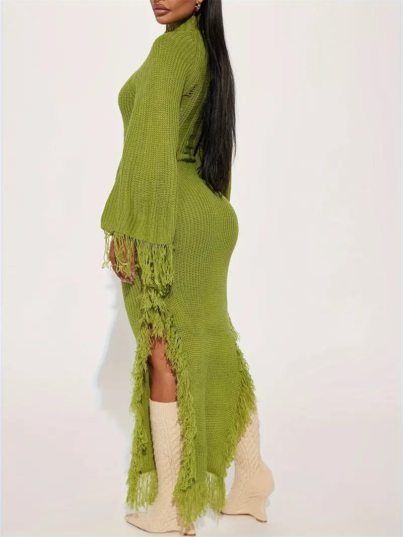 Fringe Sweater Dress