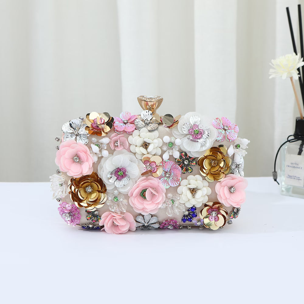 Floral Sequin Clutch Handbag