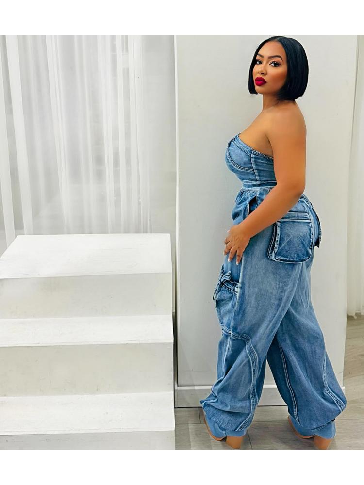 Nicki Denim Cargo Jumpsuit