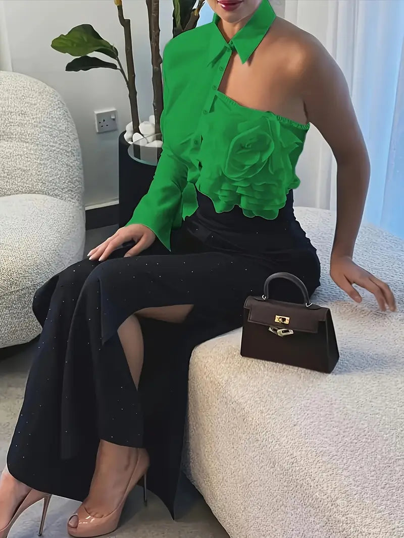 Ruffled One Shoulder Top