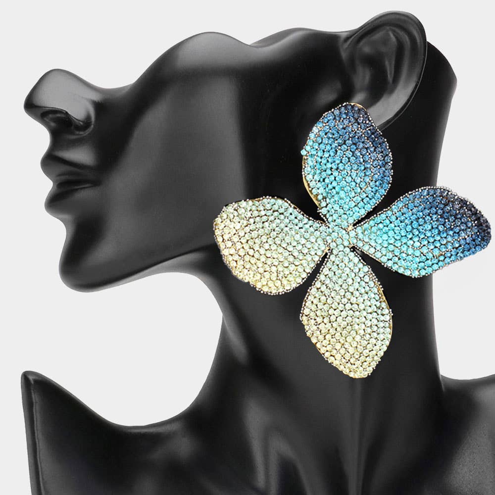 Oversized Bling Studded Flower Earrings