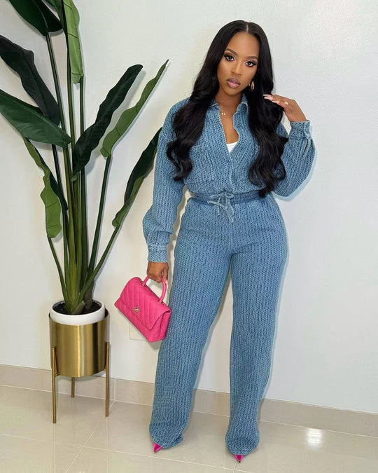 Tionna Denim Two Piece Set