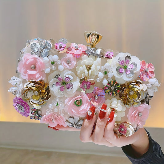 Floral Sequin Clutch Handbag