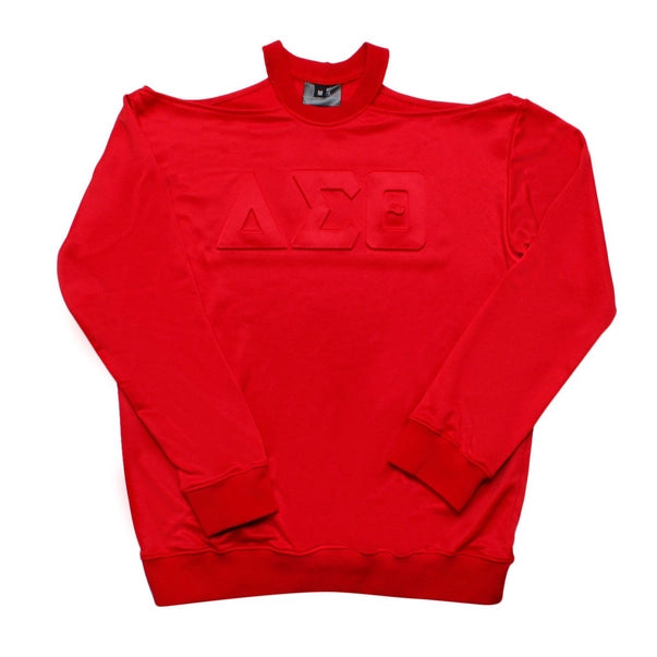Dst Greek Merch Red Cold Shoulder Sweatshirt Top
