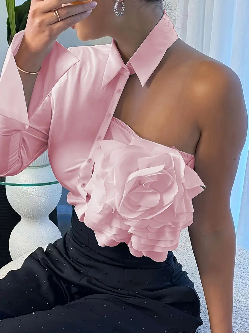 Ruffled One Shoulder Top