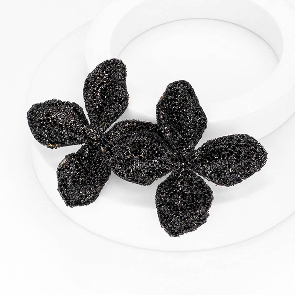 Oversized Bling Studded Flower Earrings