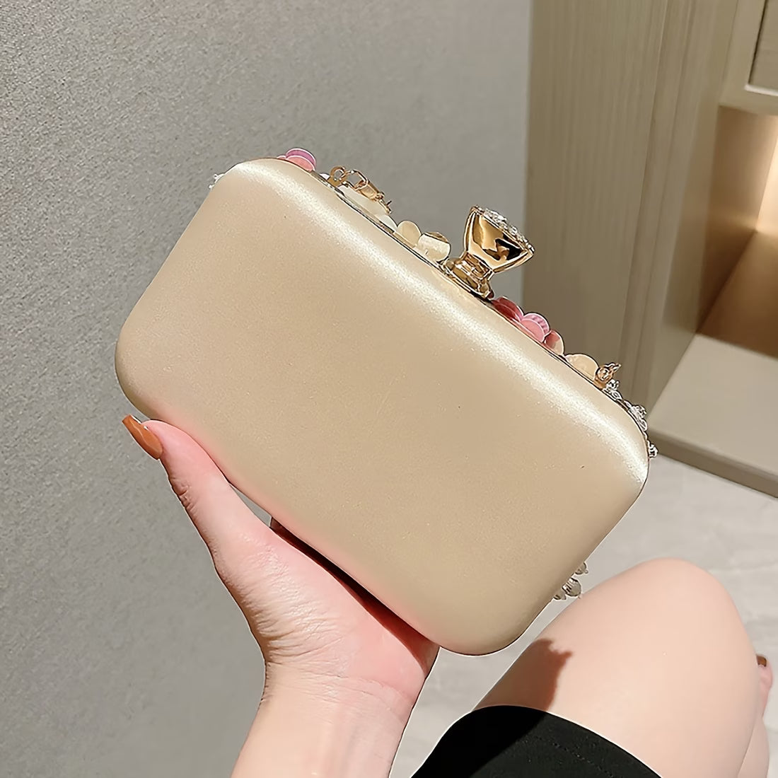 Floral Sequin Clutch Handbag