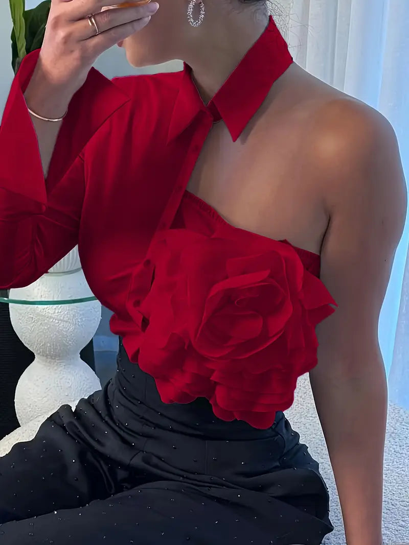 Ruffled One Shoulder Top