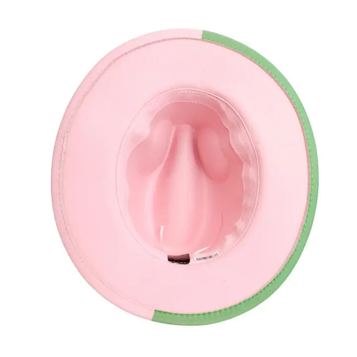 Fedora Pearl Hat Pink & Green