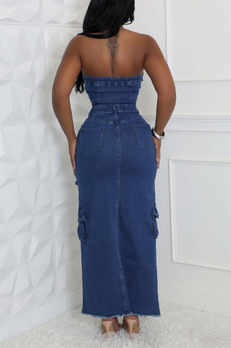 Sexy Baddie Denim Halter Dress