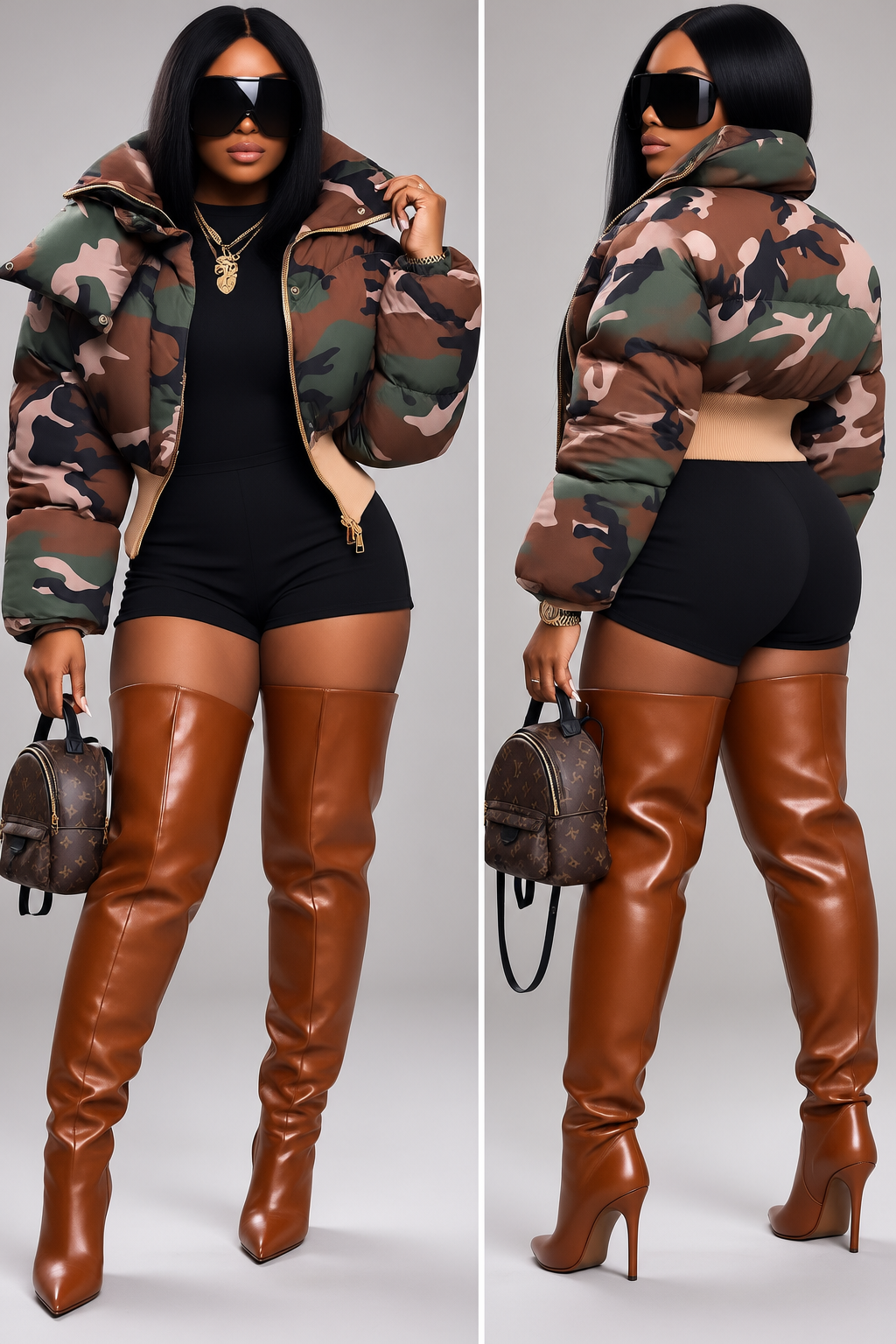 Camo Cropped Puffer Jacket