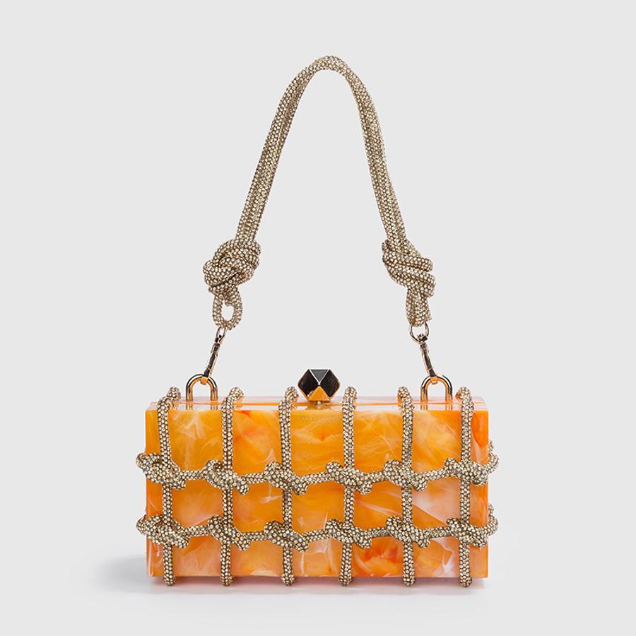 Rhinestone Acrylic Weave Handbag