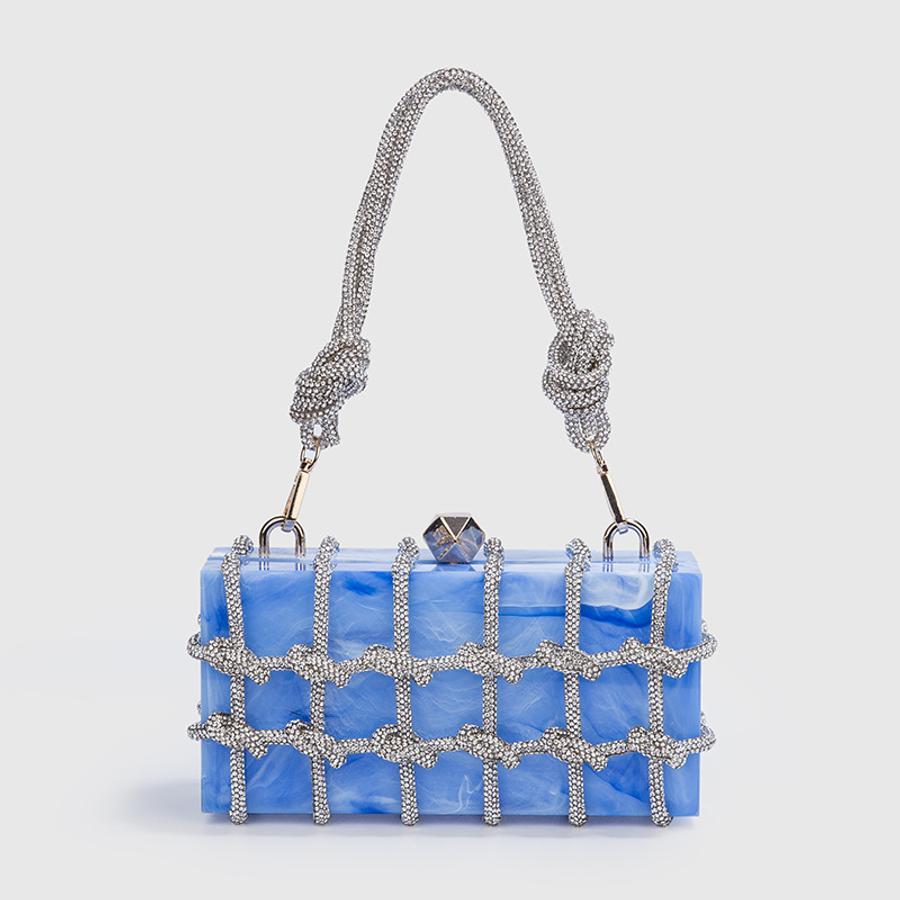 Rhinestone Acrylic Weave Handbag