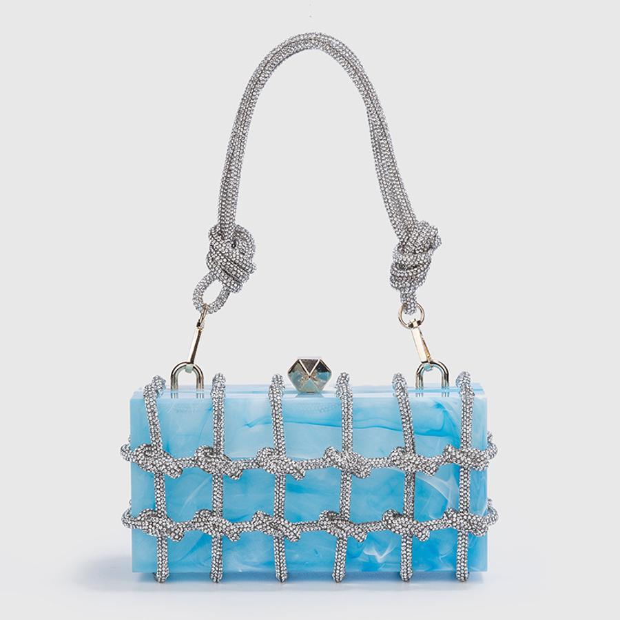 Rhinestone Acrylic Weave Handbag