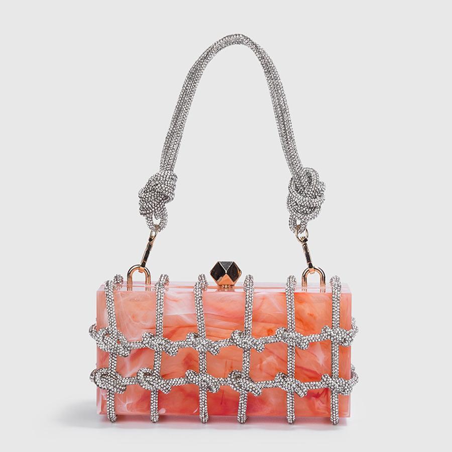 Rhinestone Acrylic Weave Handbag