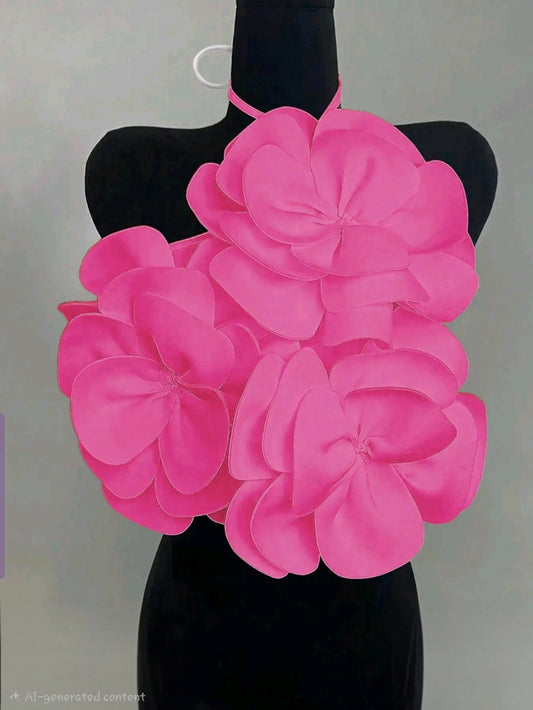 3D Flower Halter Top