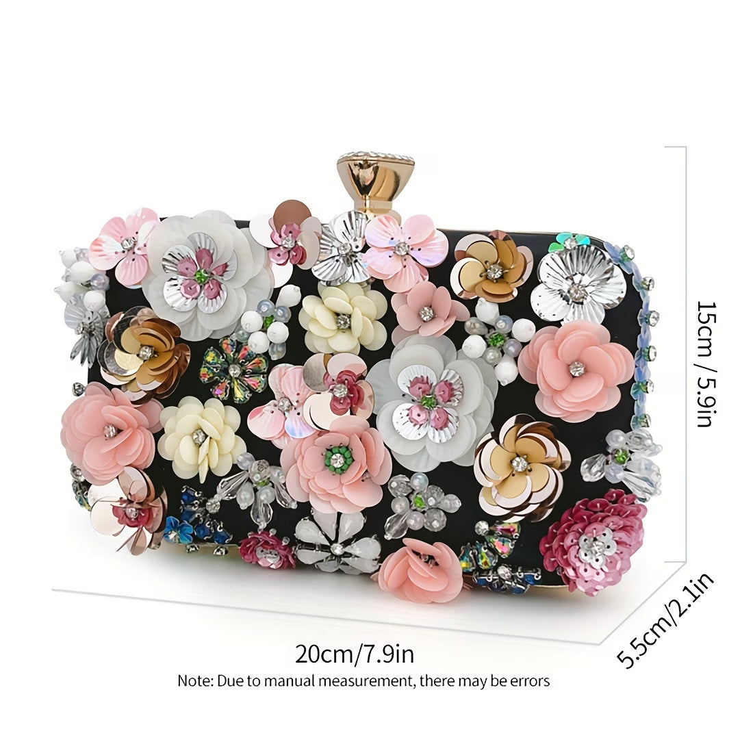 Floral Sequin Clutch Handbag