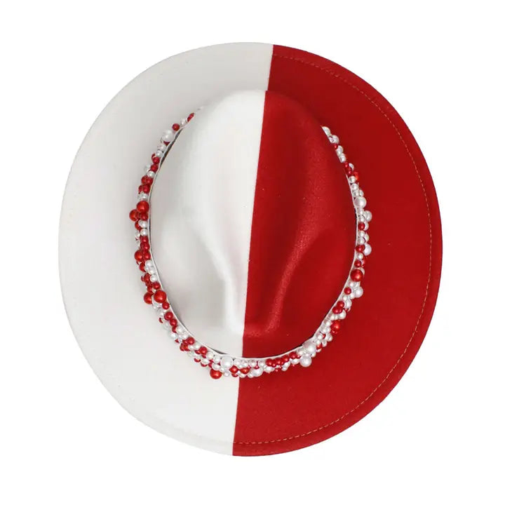 Fedora Red White Pearl Hat