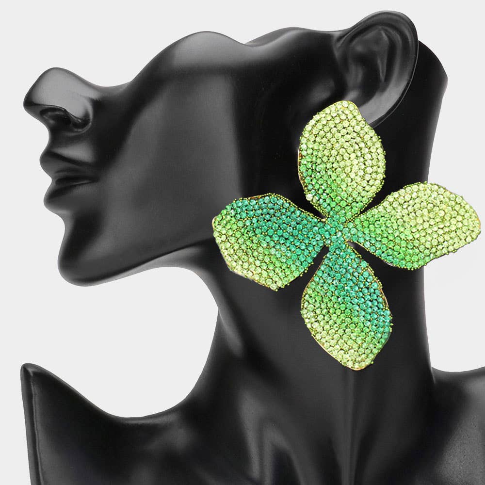 Oversized Bling Studded Flower Earrings