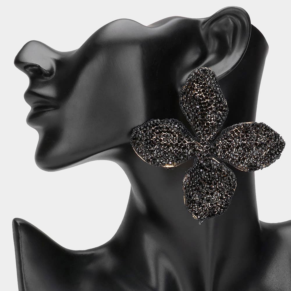 Oversized Bling Studded Flower Earrings