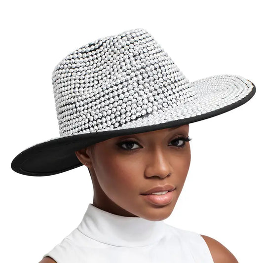 Fedora Black with Silver Rhinestone Hat