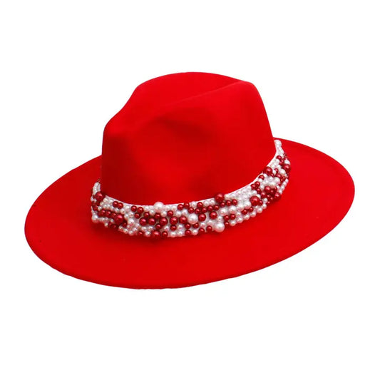 Fedora Red & Pearl Hat