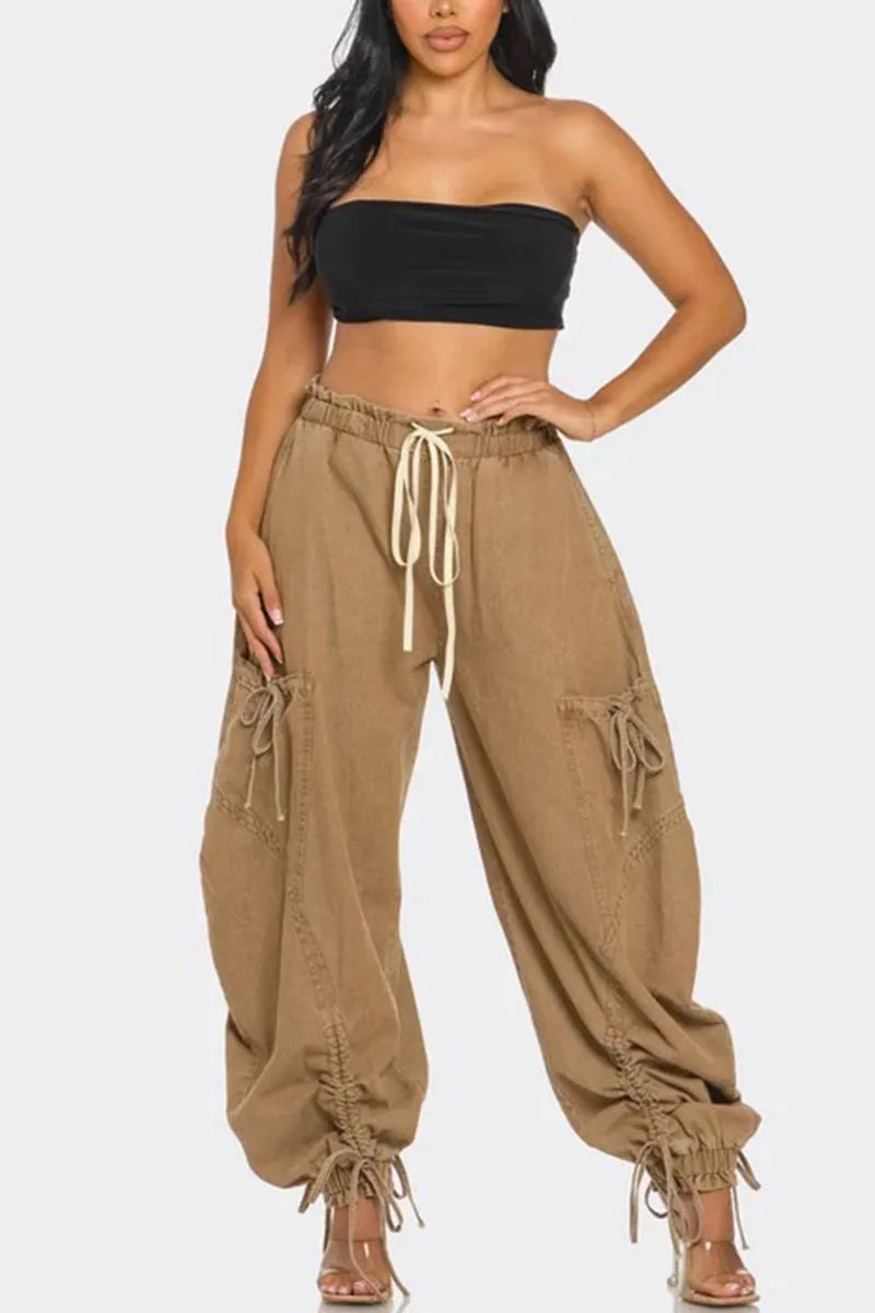 Radiant Girl Wide Leg Draw String Jeans