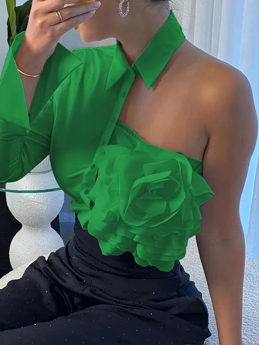 Ruffled One Shoulder Top
