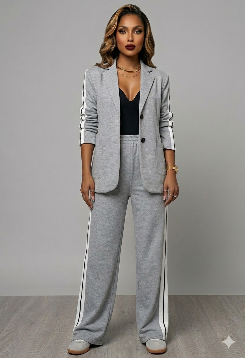 Two Piece Blazer & Wide-Leg Pants Set