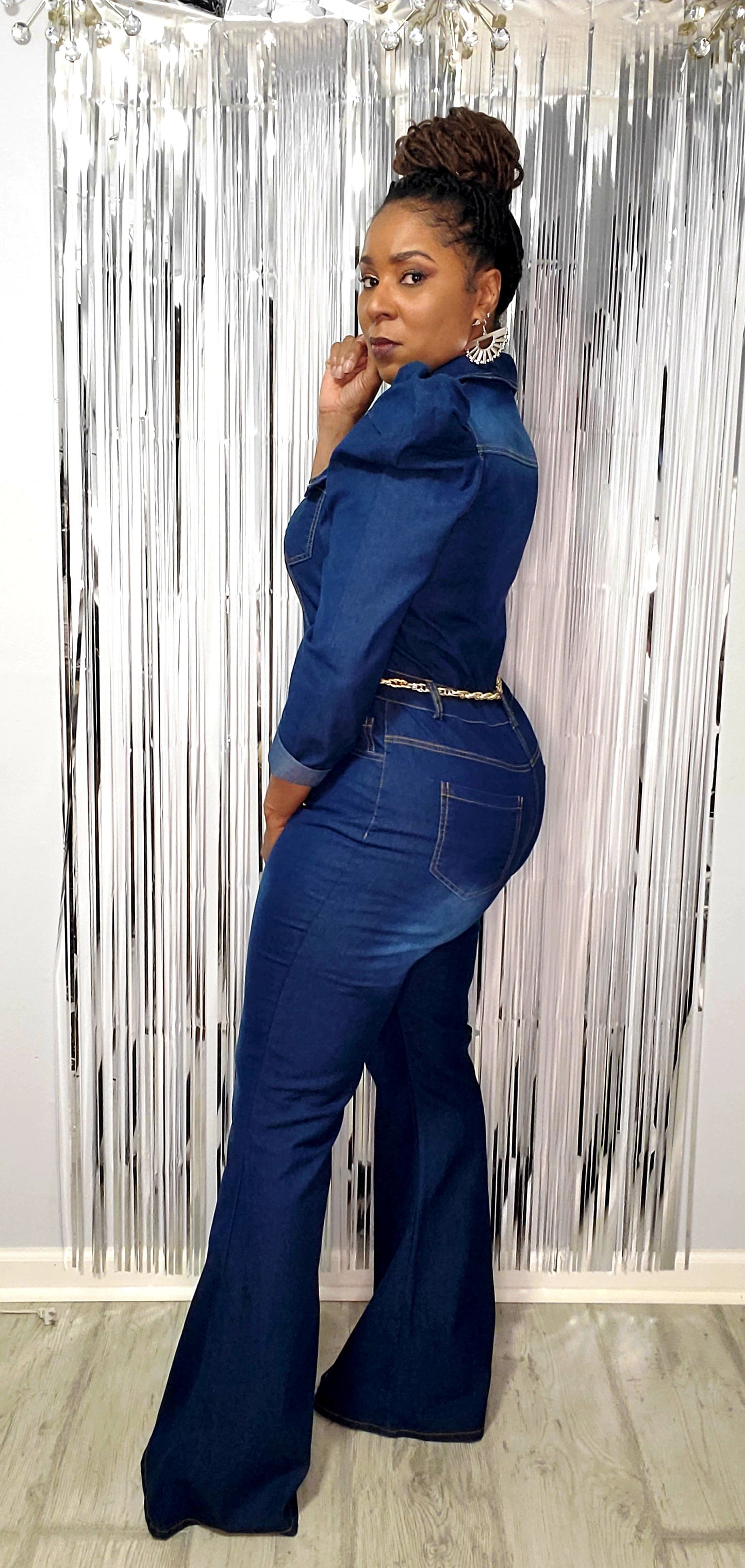 Demin Bell Bottom Jumpsuit