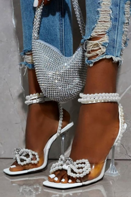 Bow Tie Rhinestone Heels