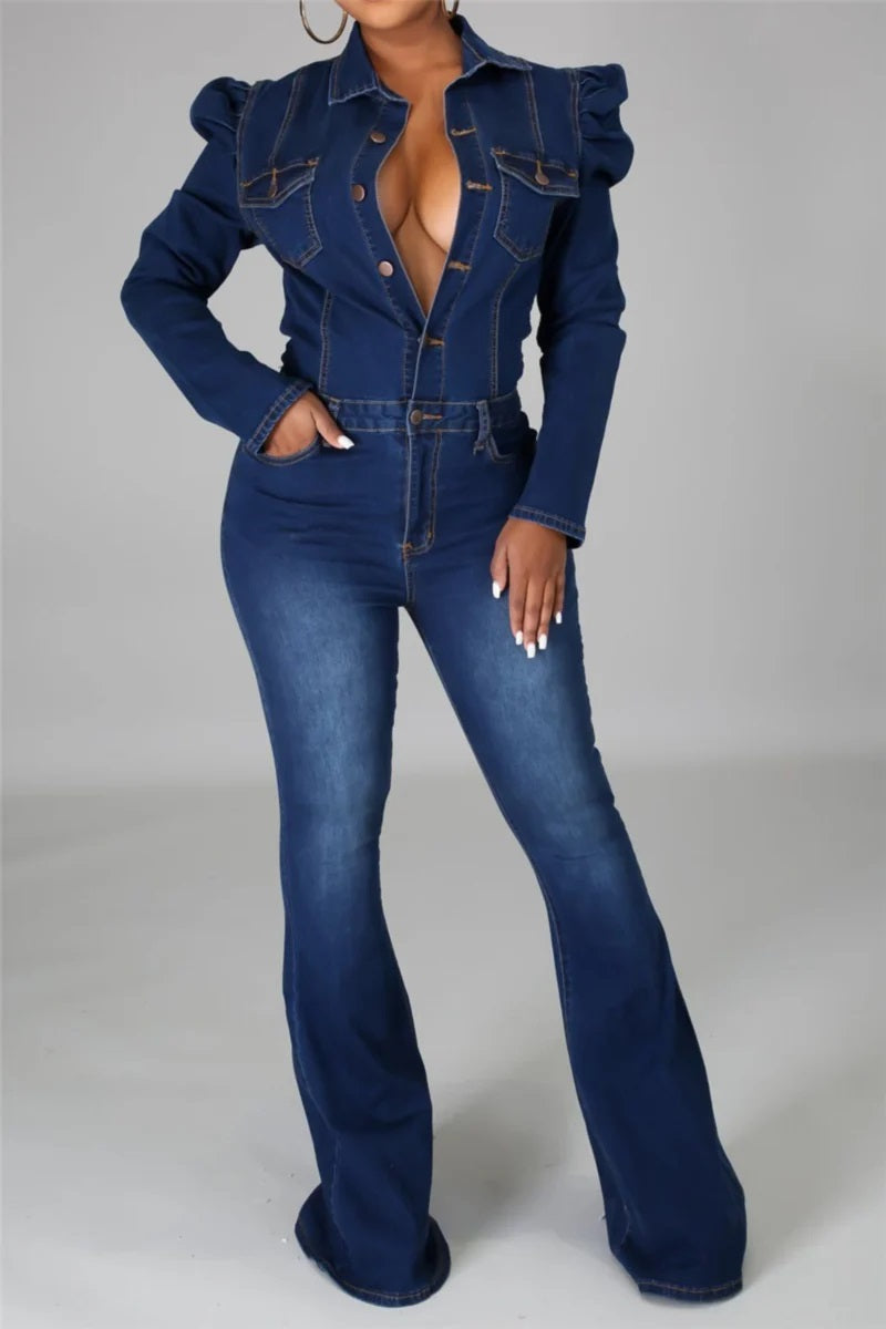 Demin Bell Bottom Jumpsuit