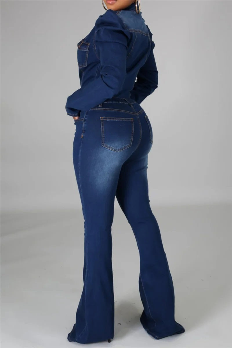 Demin Bell Bottom Jumpsuit